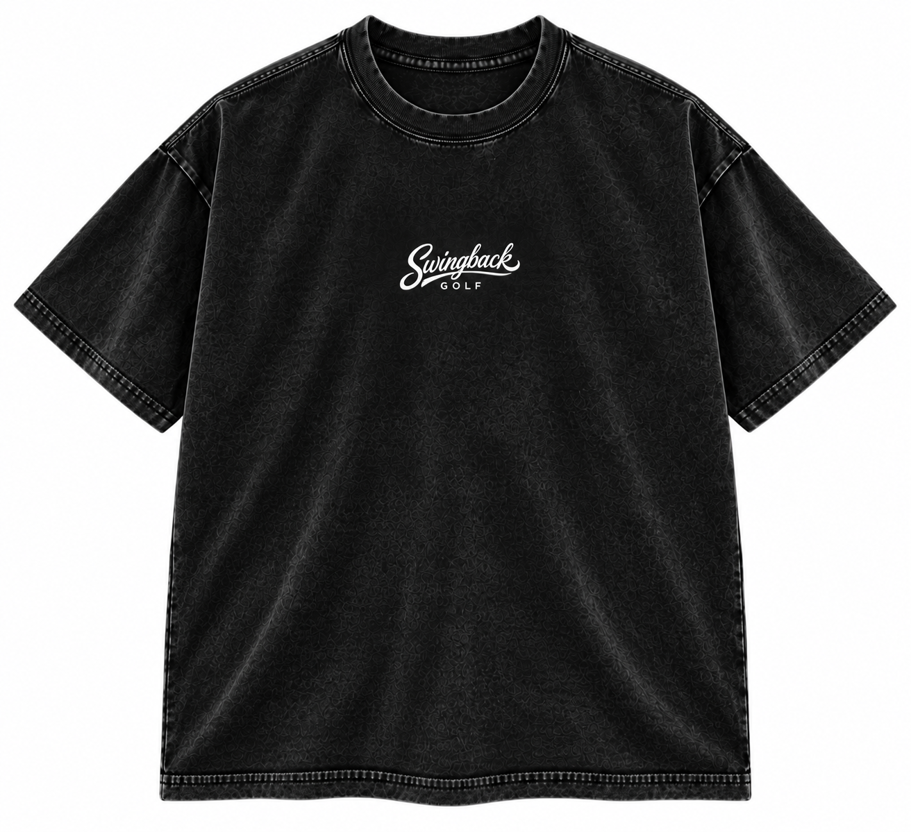 SwingBack Golf Small Logo Washed Tee in Black