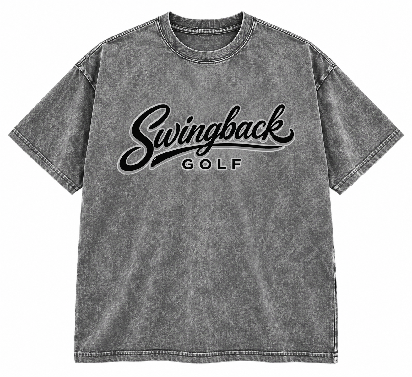 SwingBack Golf Big Logo Washed Tee in Gray